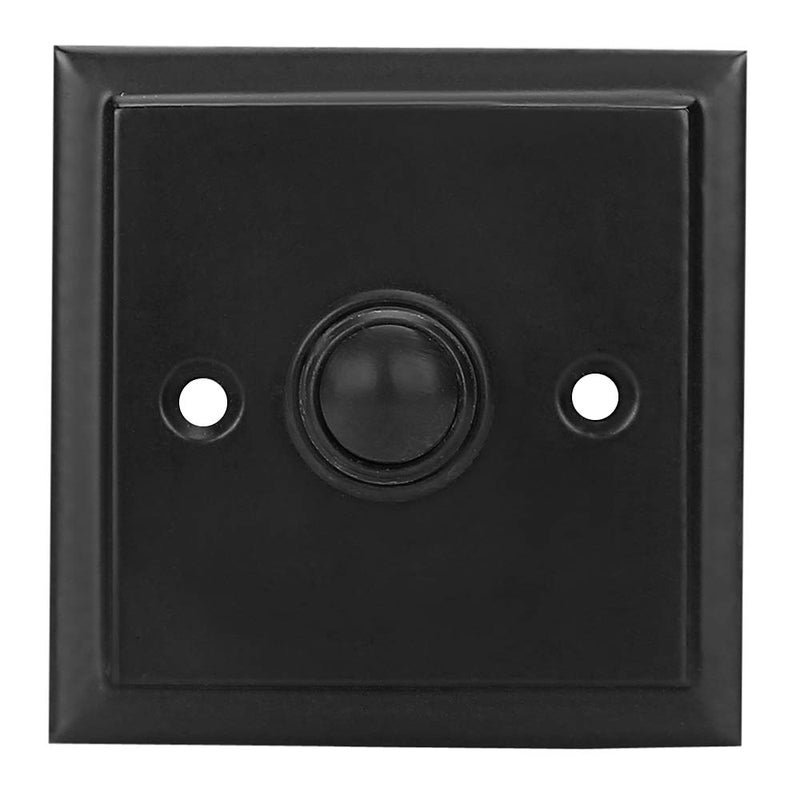 A29 زر جرس الباب من الحديد الزهر المطلي بالأسود A29 - 2 1/2" × 2 1/2" - تركيب مدمج، تصميم عتيق، موصل لجرس ذو سلكين، مقاوم للعوامل الجوية، تصميم أنتيك، تركيب سهل بنفسك - Image 1
